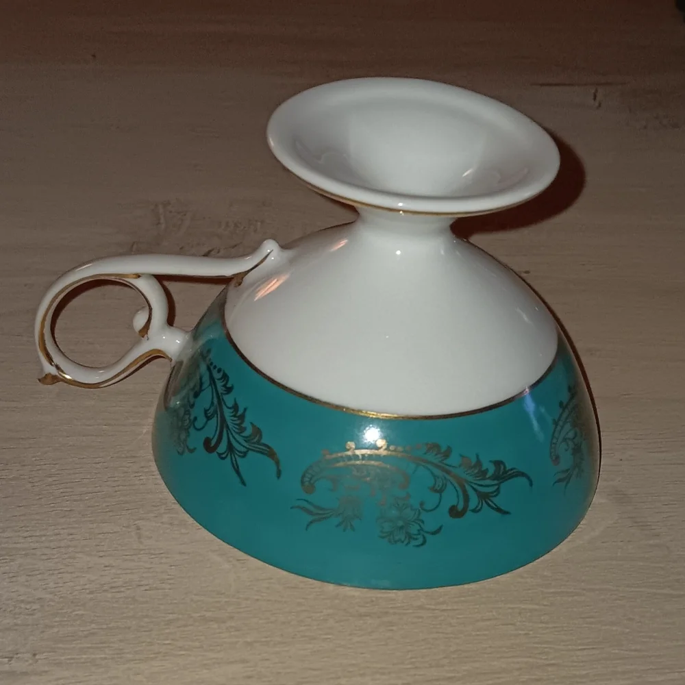 Royal Halsey Rose Tea Cup And Saucer Set.  Teal Gold